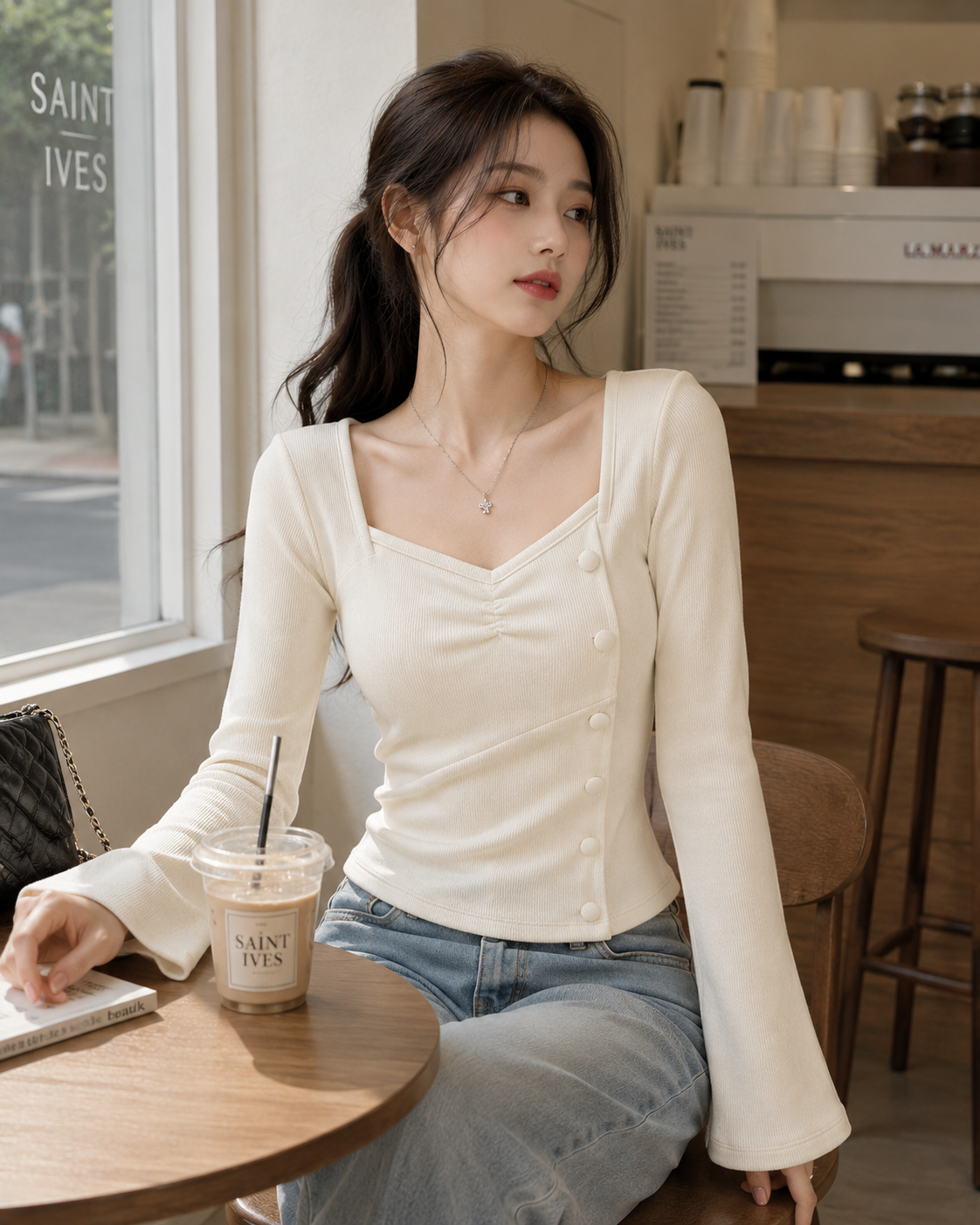 VYNLORA Korean Style Ribbed Top