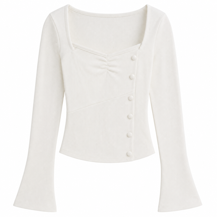 VYNLORA Korean Style Ribbed Top