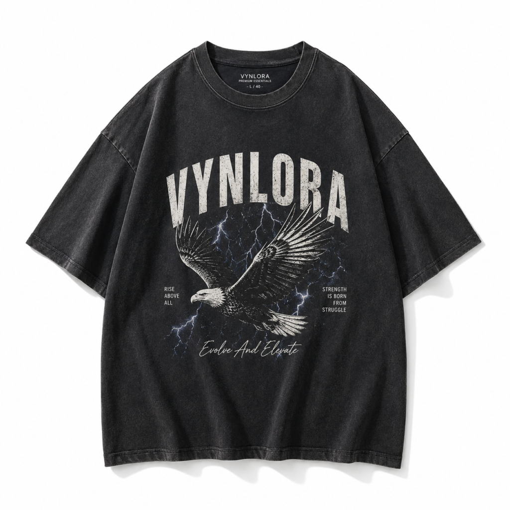 VYNLORA Thunder Eagle Oversized Graphic T-Shirt