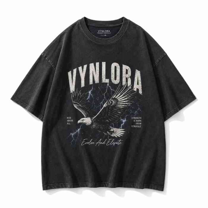 VYNLORA Thunder Eagle Oversized Graphic T-Shirt