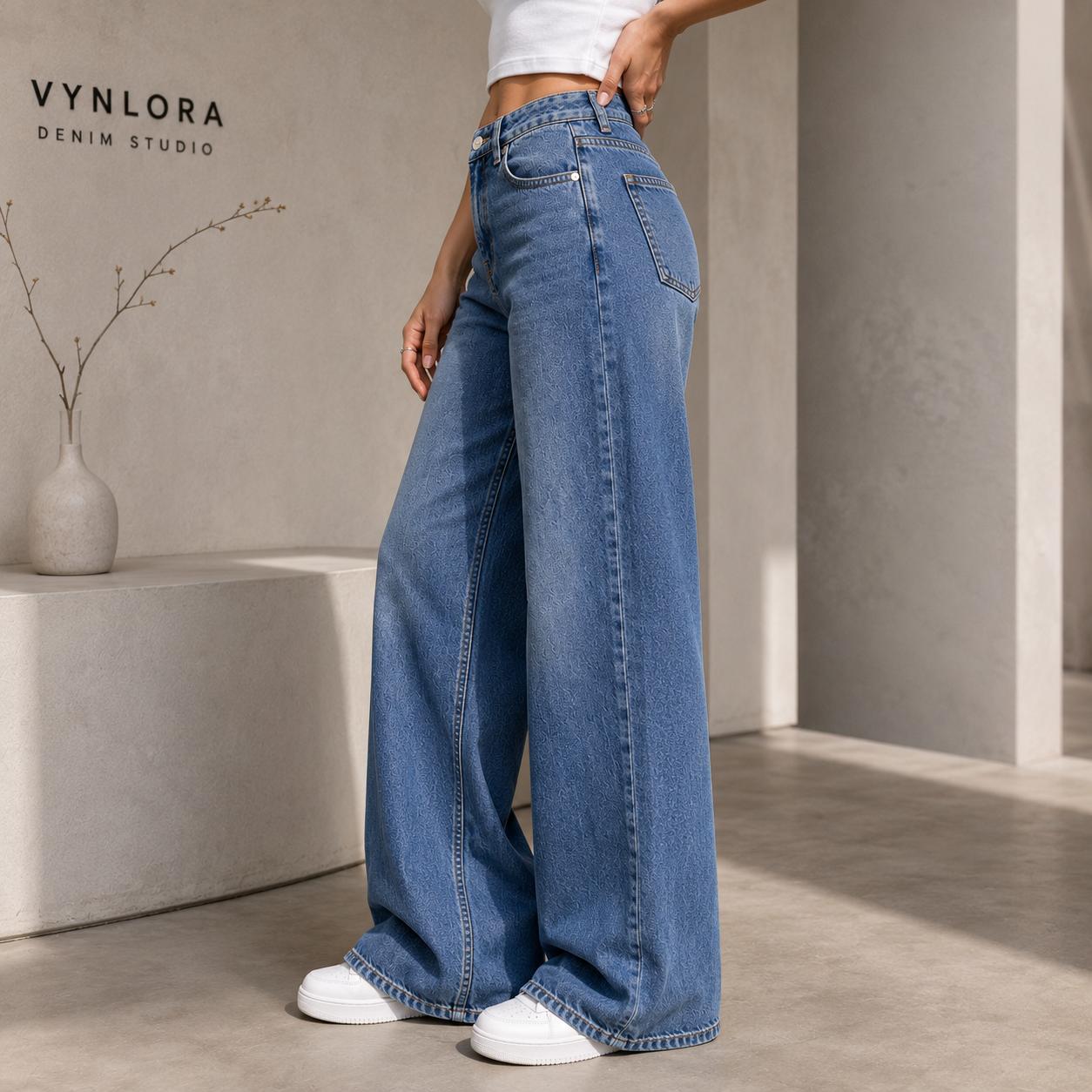 VYNLORA Men’s Wide Leg Denim Jeans
